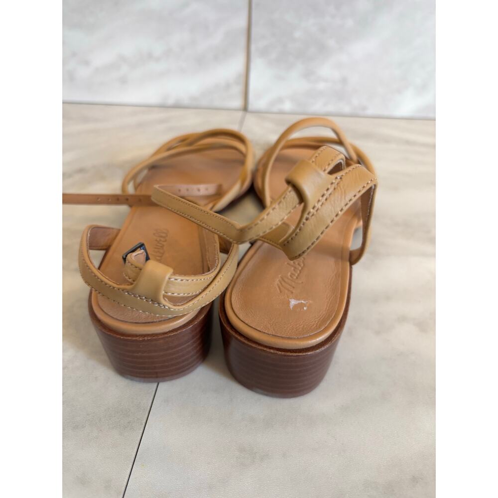 Madewell Women’s The Gena Ankle Strap Sandals Amber Brown Leather Size 10 - Picture 4 of 6